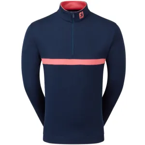 Made to Move Redefine Classic Footjoy Inset Stripe Chillout Pullover - Navy/Coral Red