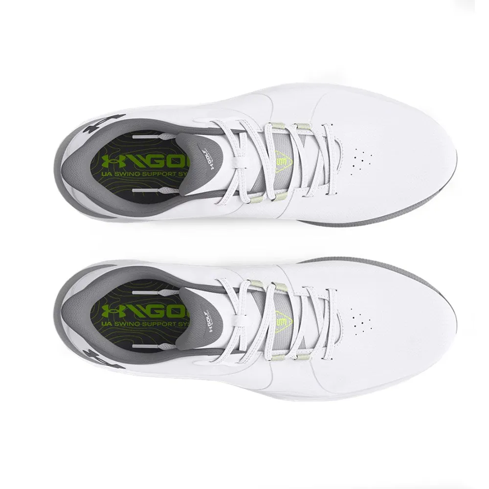 Clearance Sale Under Armour Drive Pro Spikeless Golf Shoes - White/Metallic Gun Metal
