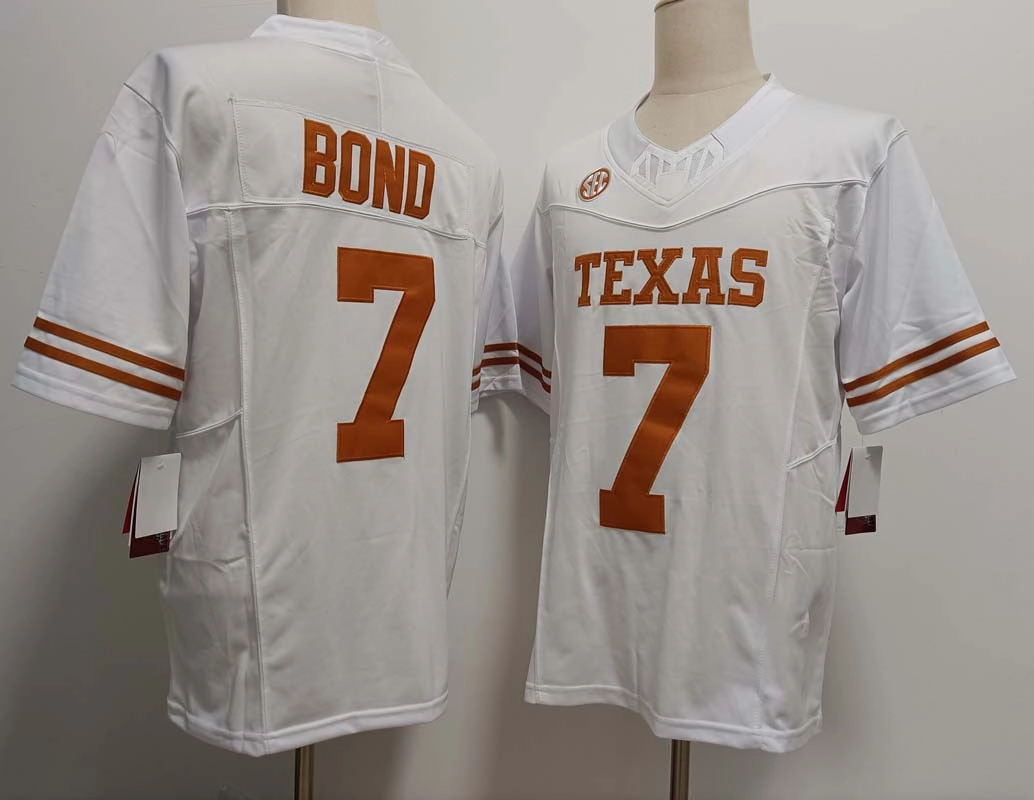 T.Longhorns #7 Isaiah Bond White FUSE Stitched American College Jerseys