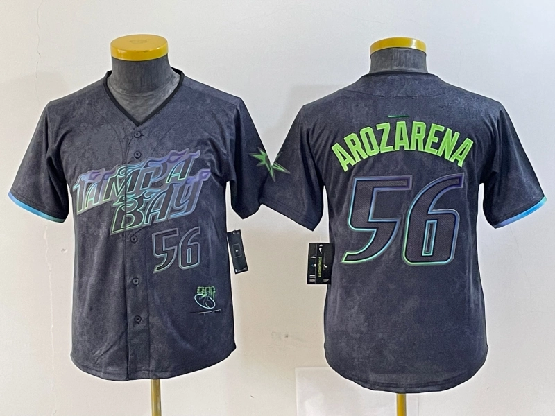 Tampa Bay Rays #56 Randy Arozarena Number Charcoal 2024 City Connect Limited Stitched Baseball Jerseys