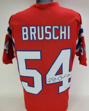 Tedy Bruschi Signed New England Patriots Jersey (Beckett) 3Super Bowl Champions