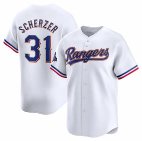 Texas Rangers #31 Max Scherzer 2024 Gold Collection Limited Player Jersey a?? White Baseball Jerseys