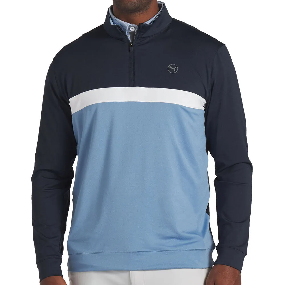 Puma Pure Colorblock 1/4 Zip Pullover - Deep Navy/Zen Blue Own the Streets
