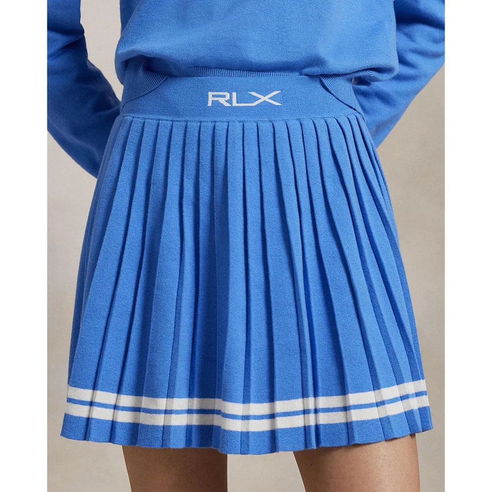 Never Just Walk Economical Rlx Ralph Lauren Women'S Knit Pleated Golf Skort - Summer Blue/White