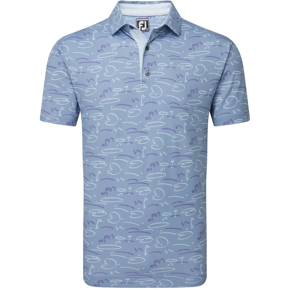 Footjoy Golf Course Doodle Print Polo Shirt - Storm Exclusive Deal