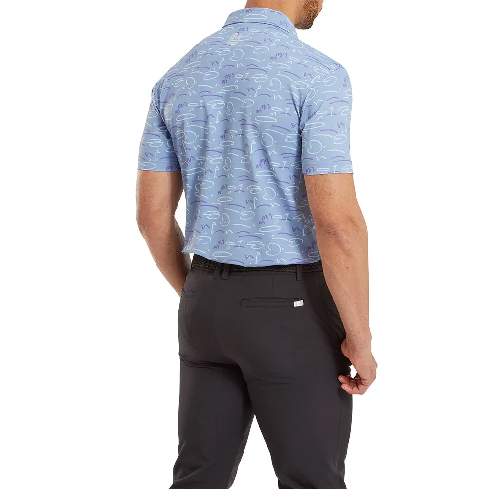 Redefine Classic Chase What Moves You Footjoy Golf Course Doodle Print Polo Shirt - Storm