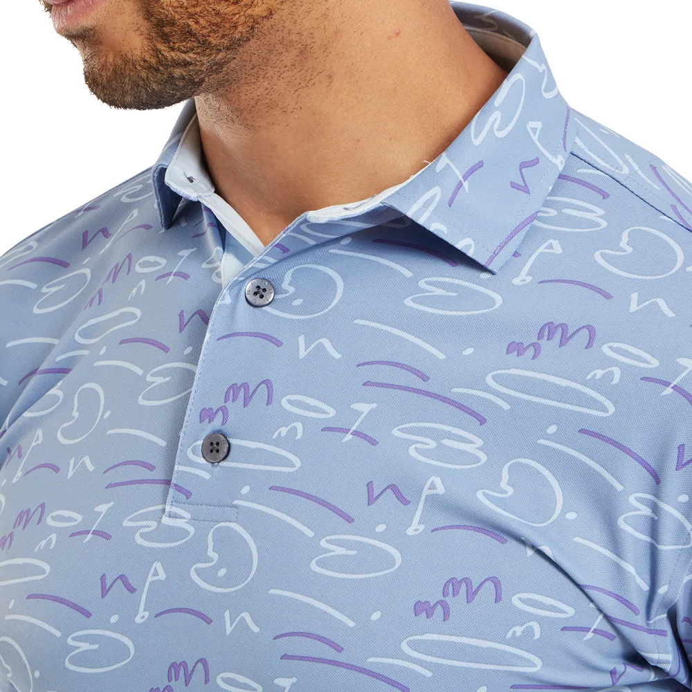 President's Day Sale Never Just Walk Footjoy Golf Course Doodle Print Polo Shirt - Storm