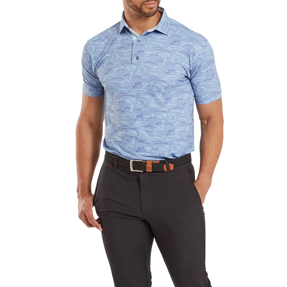 Footjoy Golf Course Doodle Print Polo Shirt - Storm Power Every Step