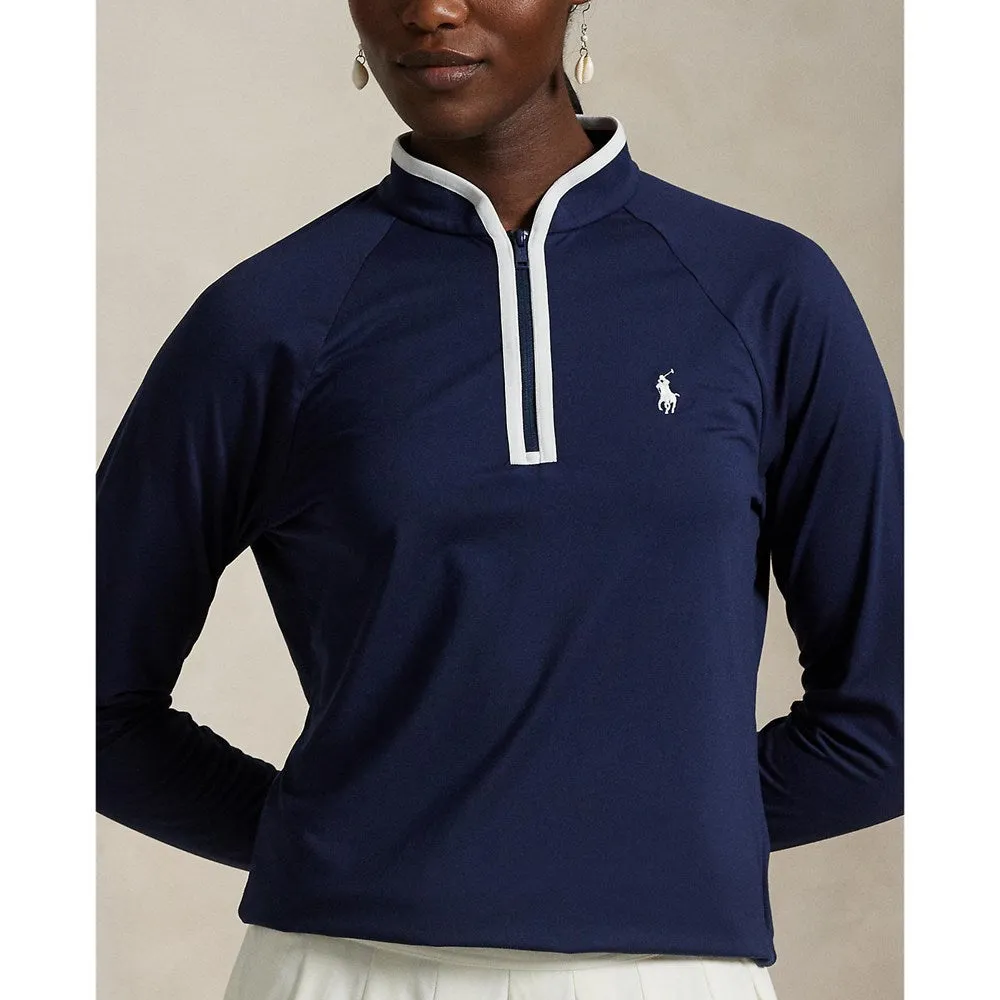 Rlx Ralph Lauren Women'S Stretch Jersey Quarter-Zip Pullover - Refined Navy/White Be Unstoppable