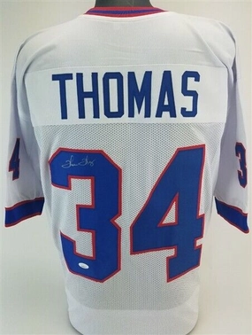 Thurman Thomas Signed Buffalo Bills White Jersey (JSA COA) NFL MVP (1991) R.B.