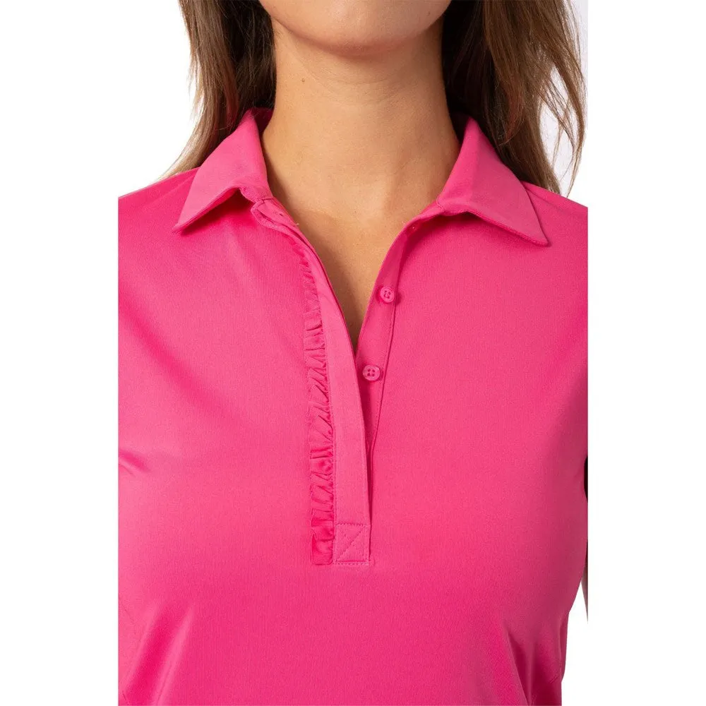 Golftini Women'S Short Sleeve Ruffle Golf Polo Shirt - Hot Pink Lead with Style