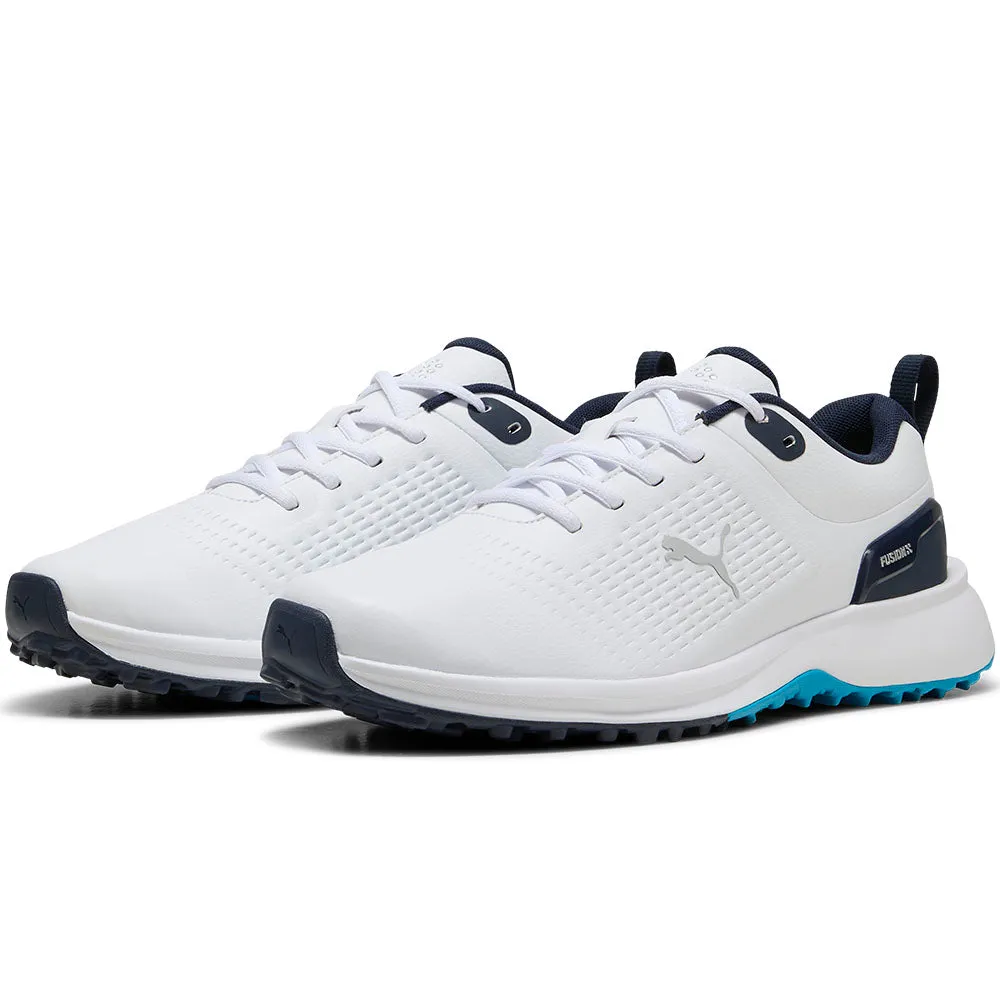 Never Just Walk Puma Fusion Plus Spikeless Waterproof Shoes - White/Speed Blue/Deep Navy