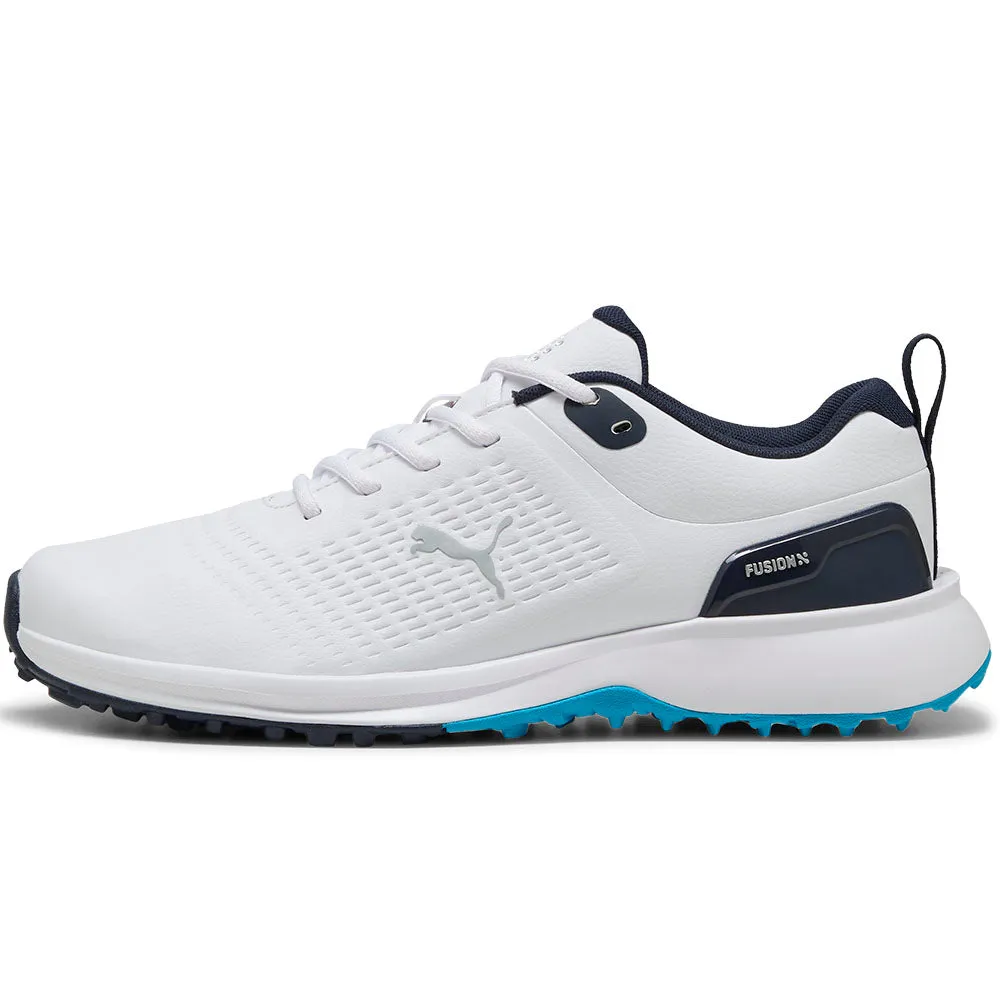 Puma Fusion Plus Spikeless Waterproof Shoes - White/Speed Blue/Deep Navy Walk with Power