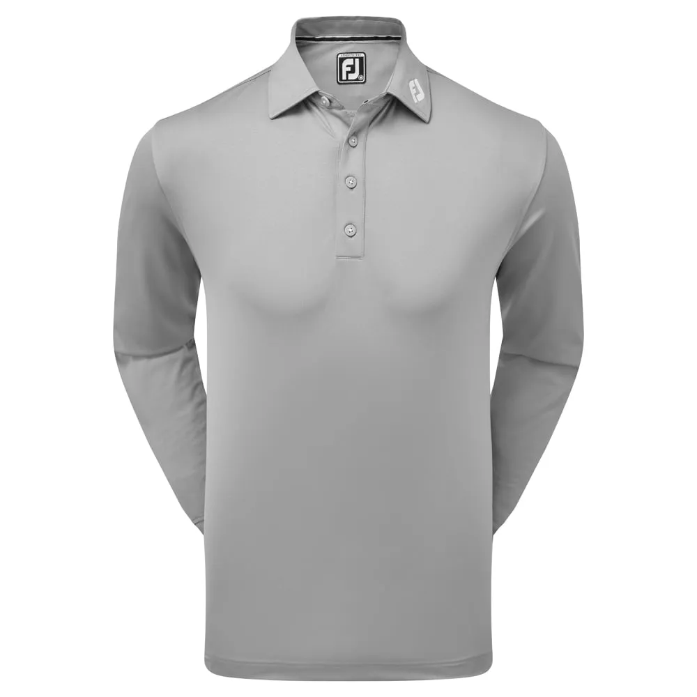 Footjoy Thermolite Long Sleeve Smooth Pique Polo Shirt - Grey Performance Unleashed Be Unstoppable