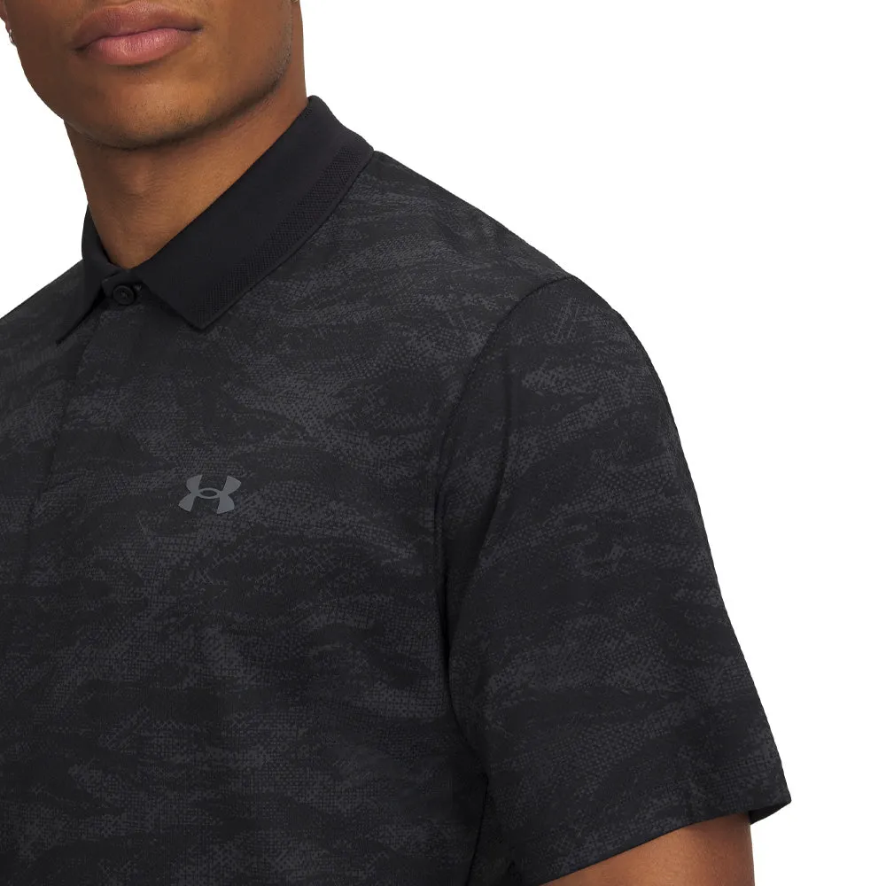 Under Armour Drive Chill Printed Polo Shirt - Black/Anthracite/Castlerock Built to Perform