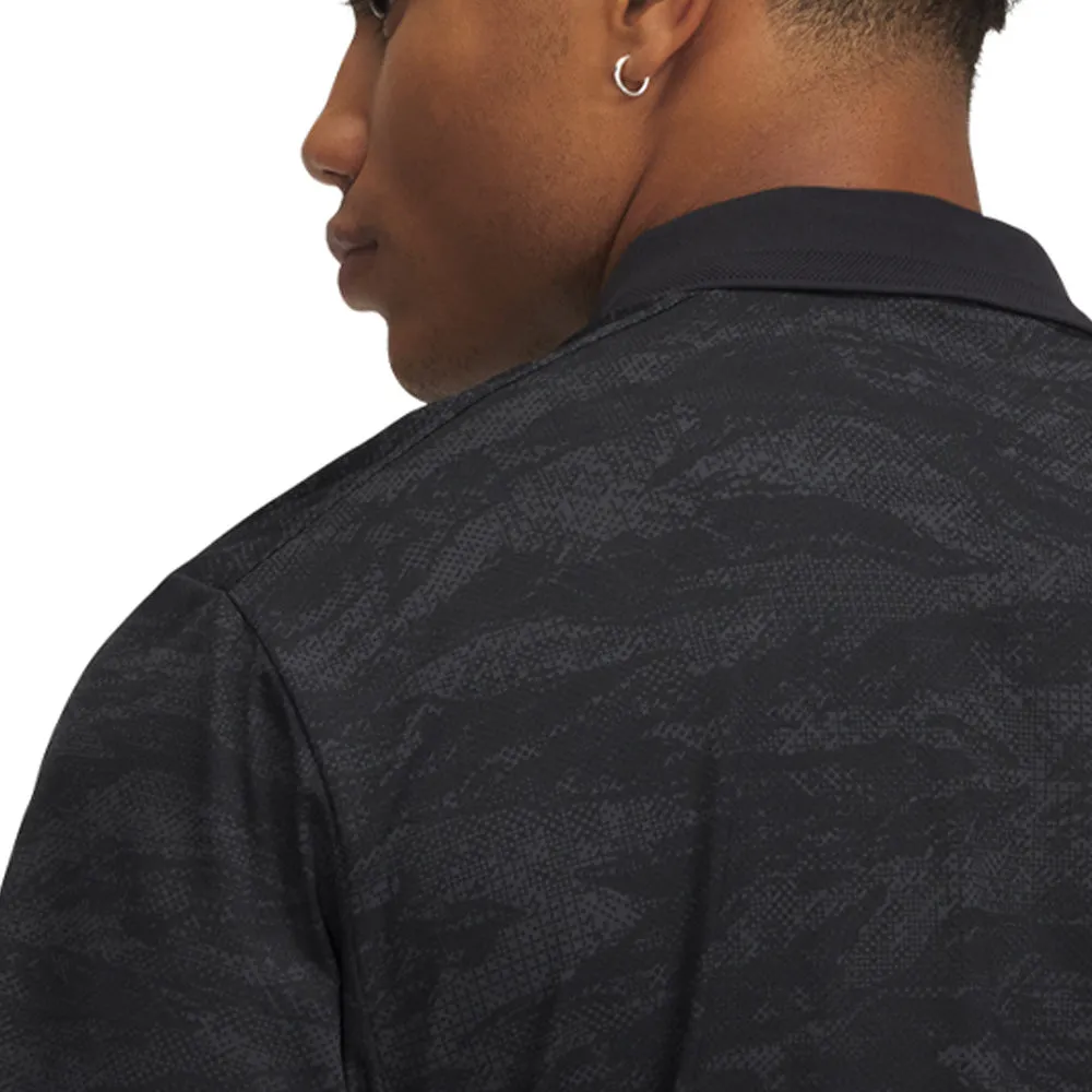 Under Armour Drive Chill Printed Polo Shirt - Black/Anthracite/Castlerock Cyber Monday Sale