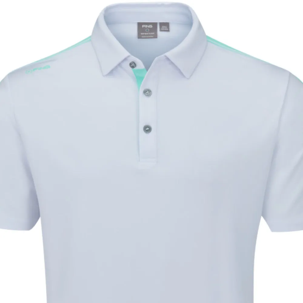 Ping Inver Polo Shirt - White/Aruba Blue Multi Step Out Boldly