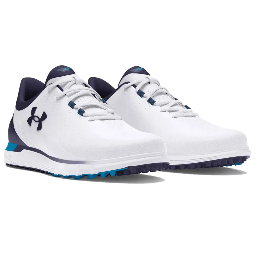 Unleash Your Power Cyber Monday Sale Under Armour Drive Fade Spikeless Waterproof Shoes - White/Capri/Midnight Navy