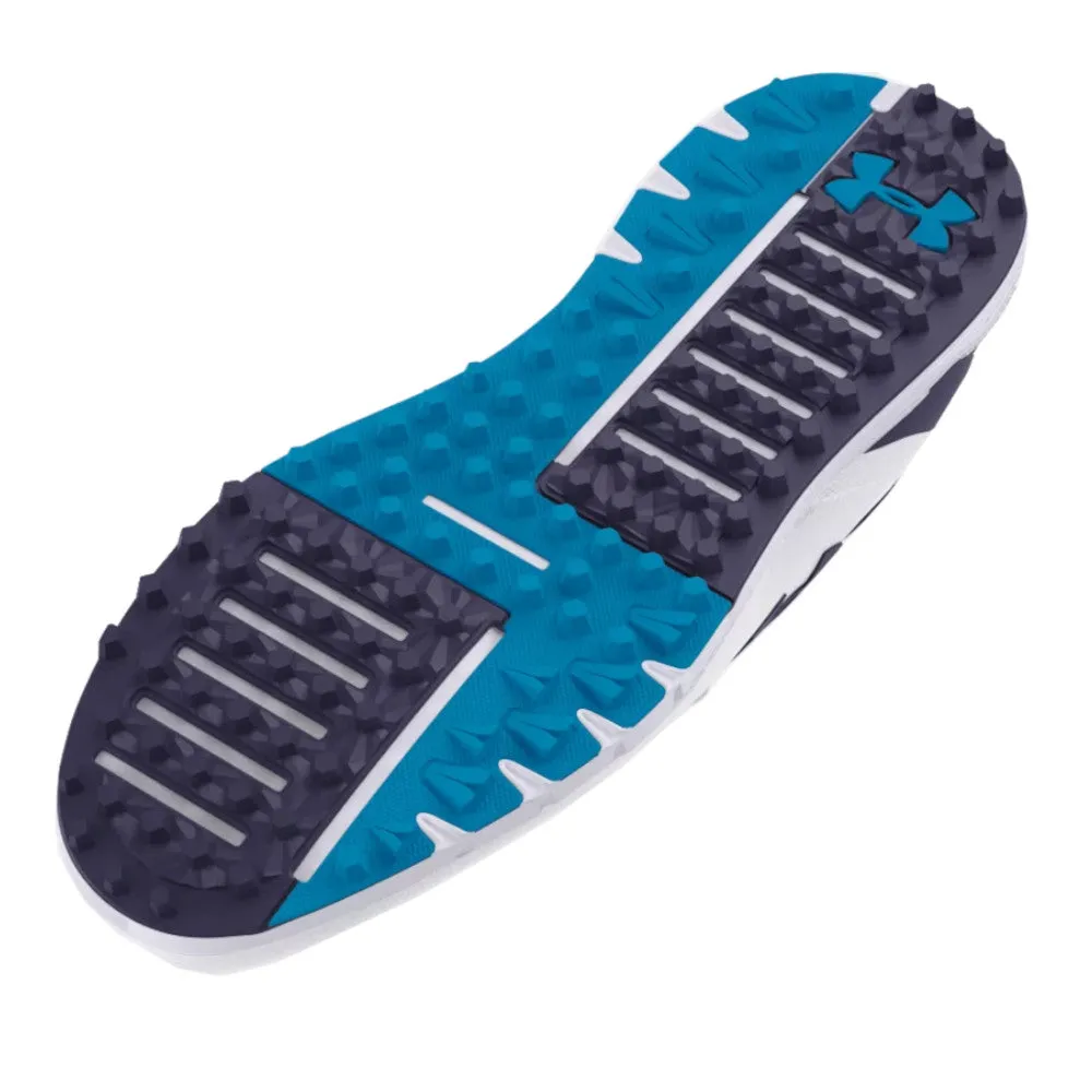 Own the Moment Cyber Monday Sale Under Armour Drive Fade Spikeless Waterproof Shoes - White/Capri/Midnight Navy