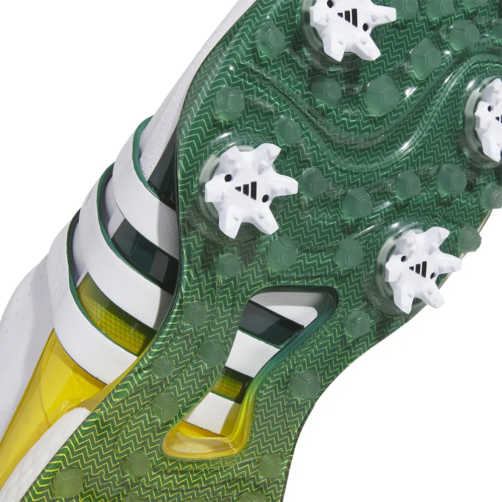 Adidas Tour360 24 Spiked Waterproof Shoes - White/Collegiate Green/Yellow Big Savings New Year's Eve Sale