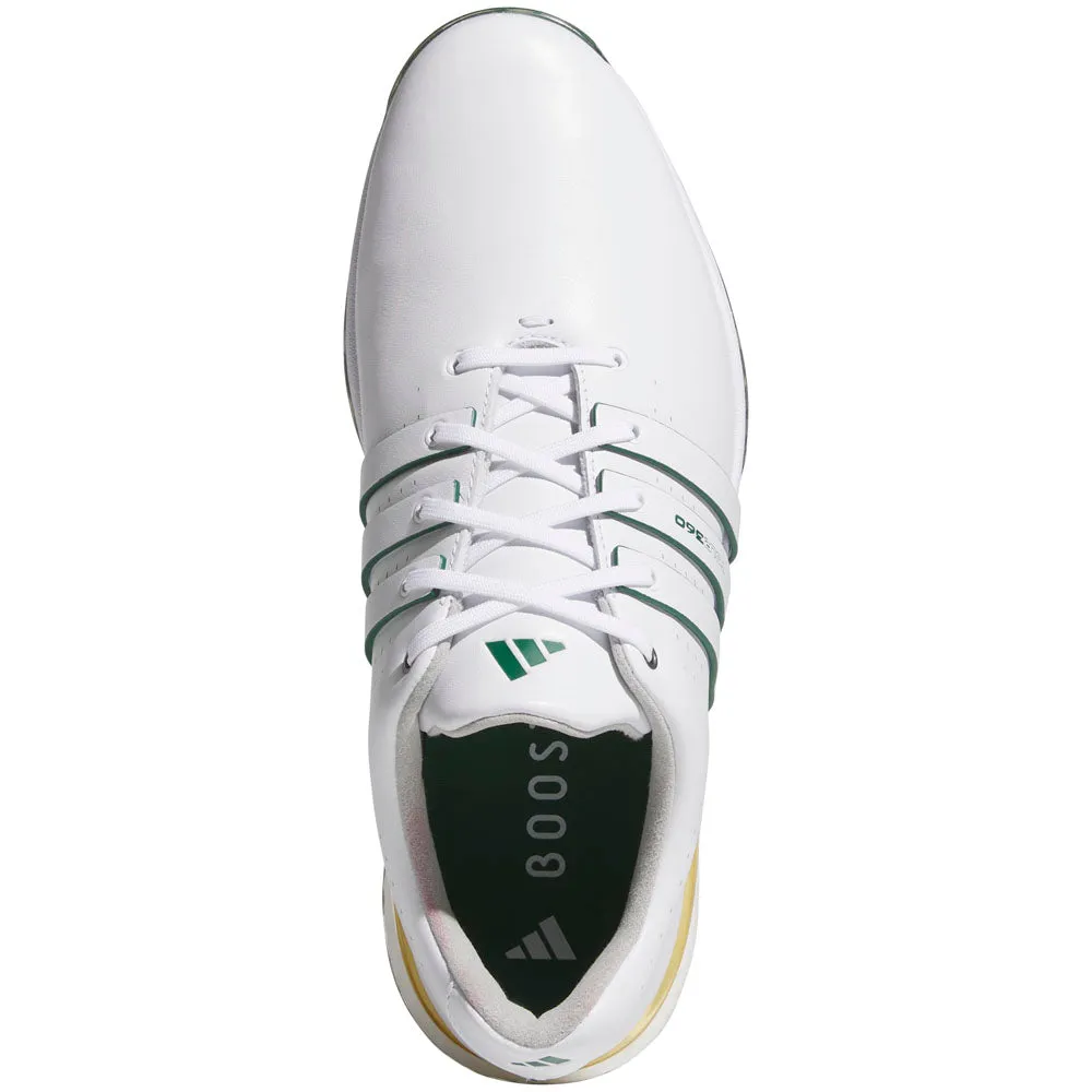 Adidas Tour360 24 Spiked Waterproof Shoes - White/Collegiate Green/Yellow Make a Statement