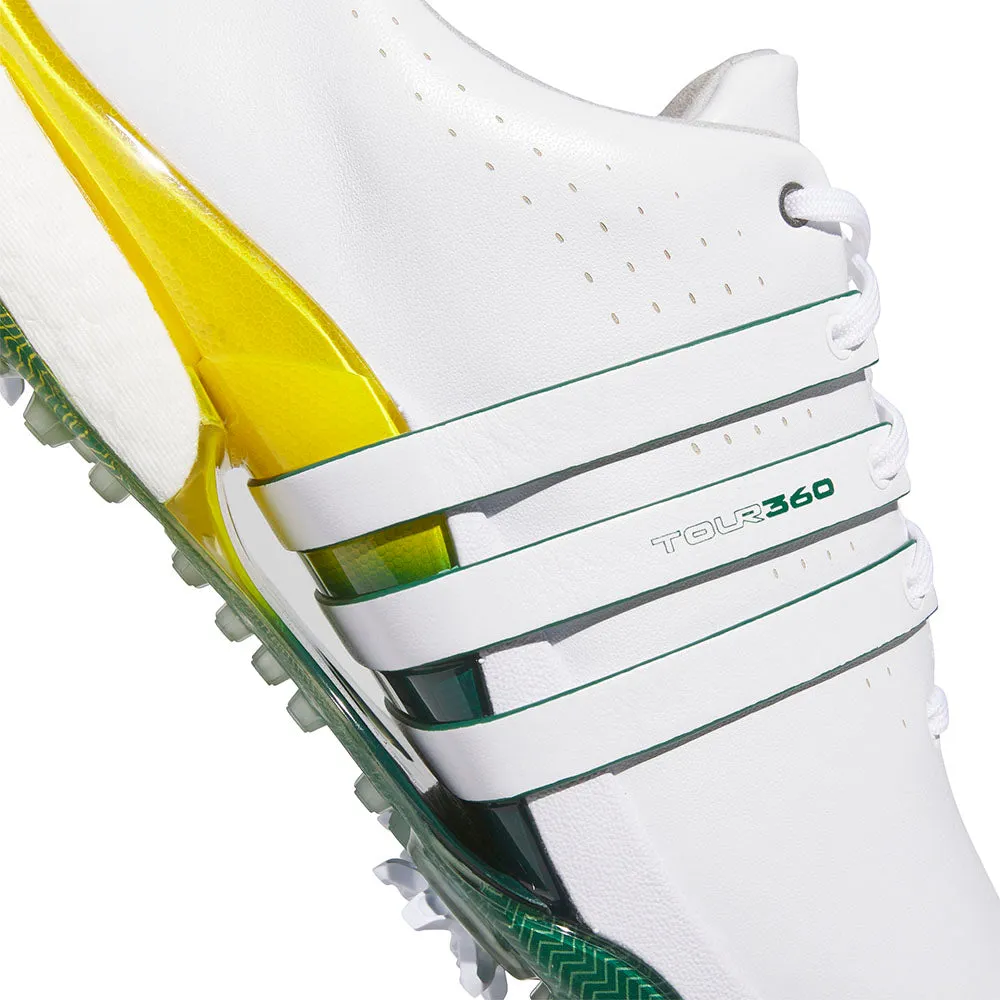 Adidas Tour360 24 Spiked Waterproof Shoes - White/Collegiate Green/Yellow Unleash Your Power Black Friday Sale