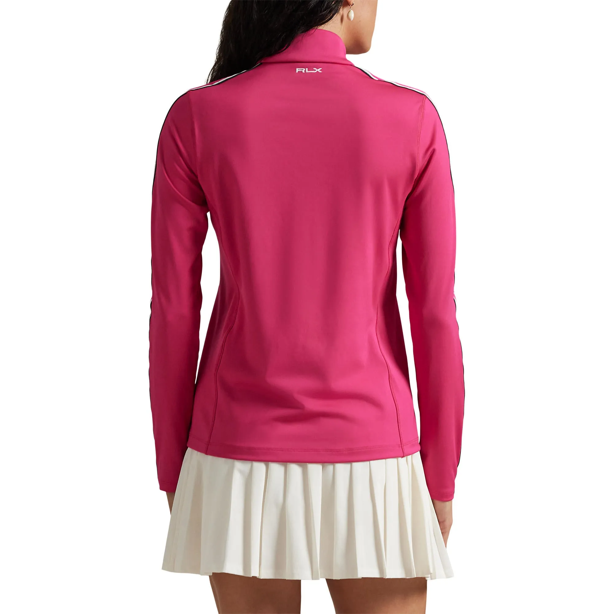 Built for the Bold Game-Changer Footwear Rlx Ralph Lauren Women'S Power Stretch Half Zip Golf Pullover - Currant/Ceramic White/Hunter Green