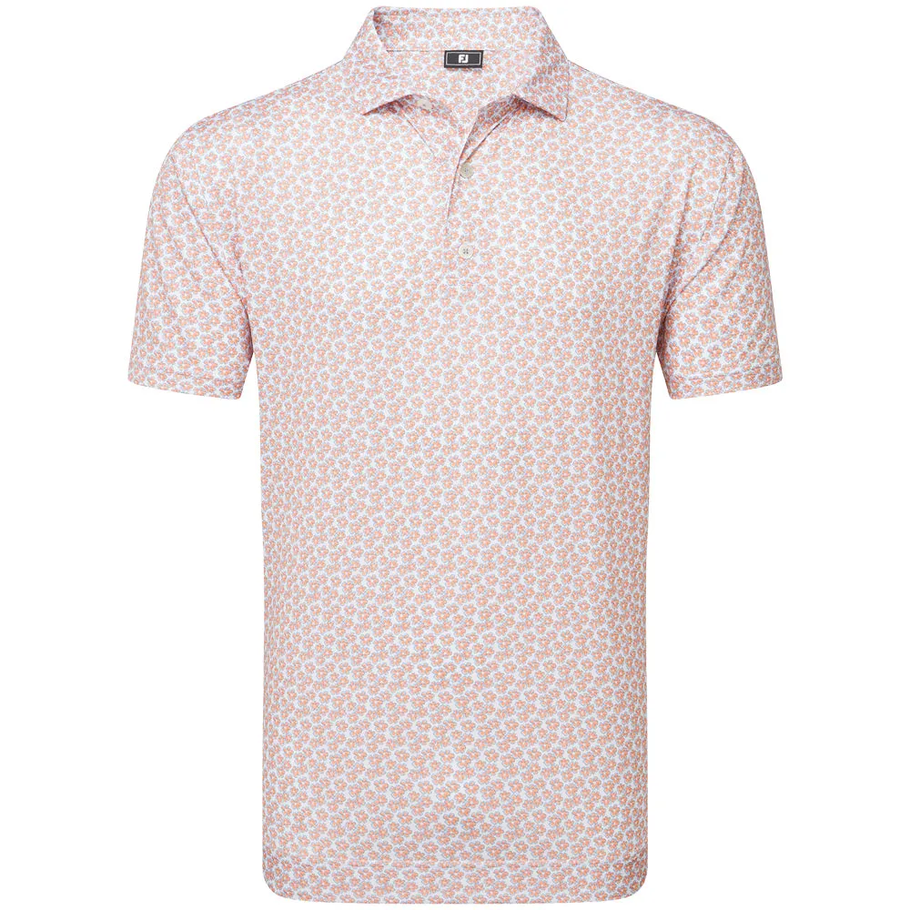 Footjoy Floral Sketch Print Lisle Polo Shirt - Orange/White Black Friday Exclusive Never Just Walk