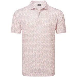 Footjoy Floral Sketch Print Lisle Polo Shirt - Orange/White Black Friday Exclusive Never Just Walk