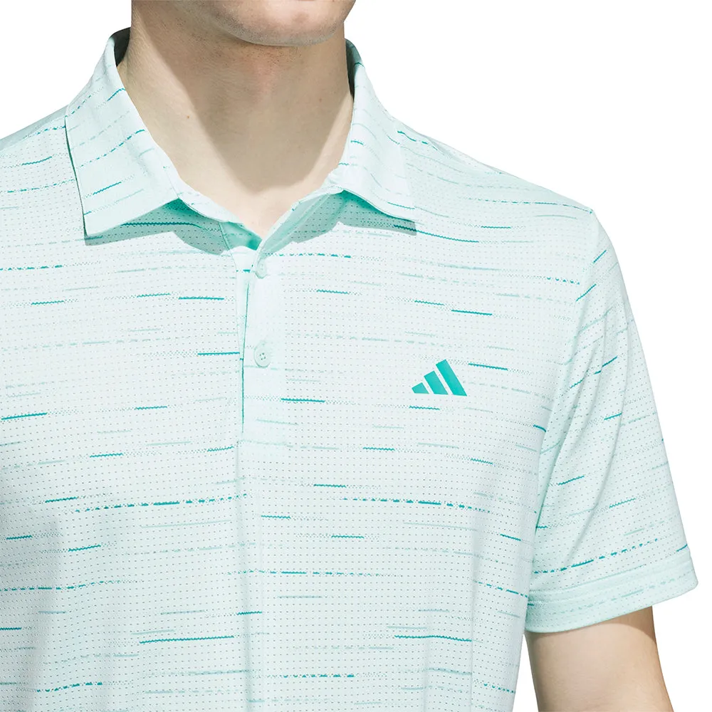Adidas Ultimate365 Mesh Glimmer Print Polo Shirt - Semi Flash Aqua Walk with Power Power Every Step