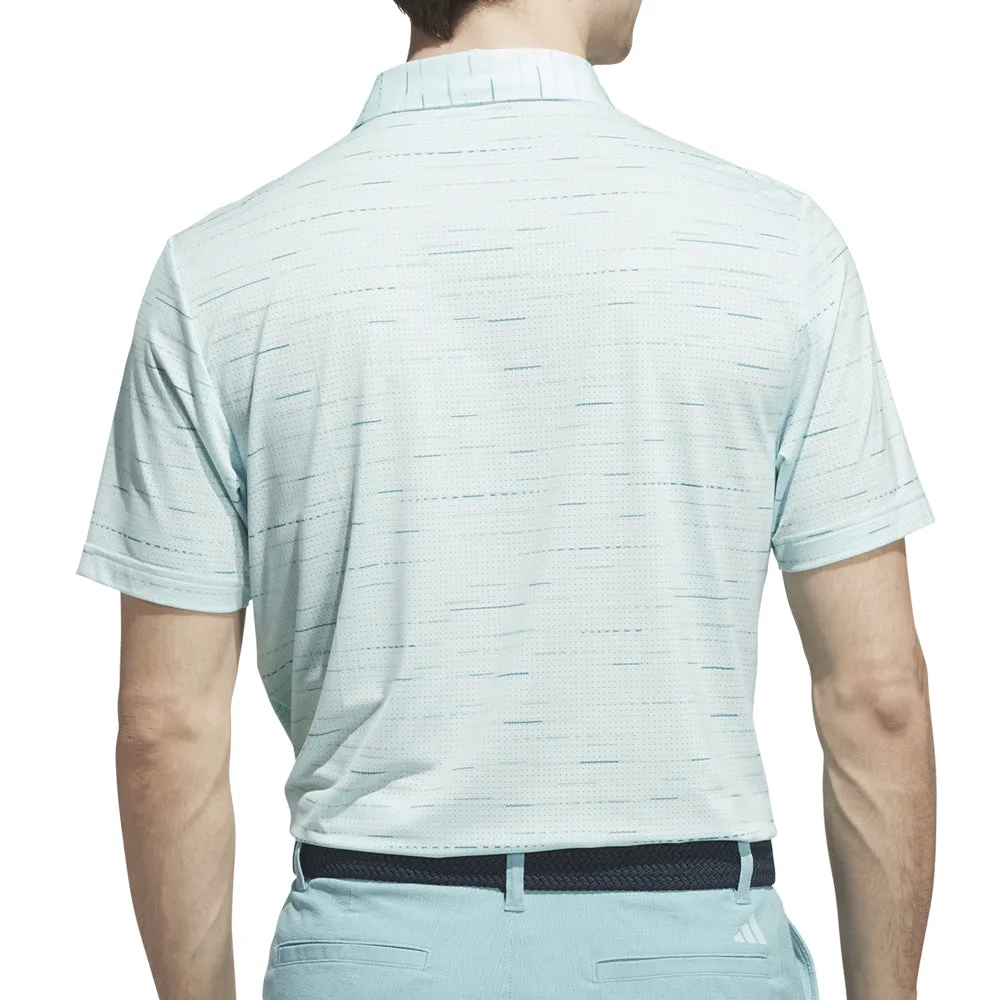 Walk with Purpose Push Beyond Limits Adidas Ultimate365 Mesh Glimmer Print Polo Shirt - Semi Flash Aqua