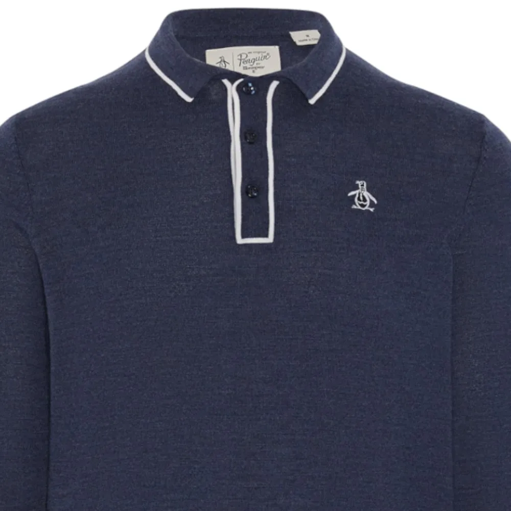 Made to Move Built to Move You Original Penguin Earl Merino Sweater - Black Iris/Bijou Heather
