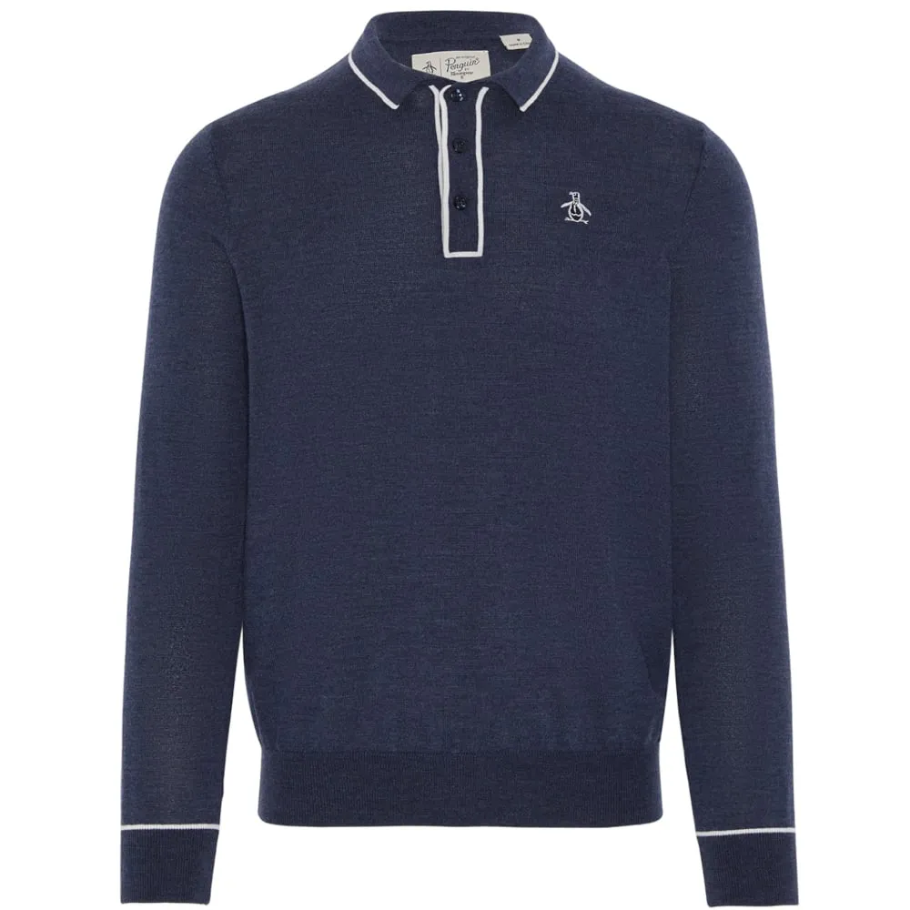 Original Penguin Earl Merino Sweater - Black Iris/Bijou Heather Black Friday Offer Own the Vibe