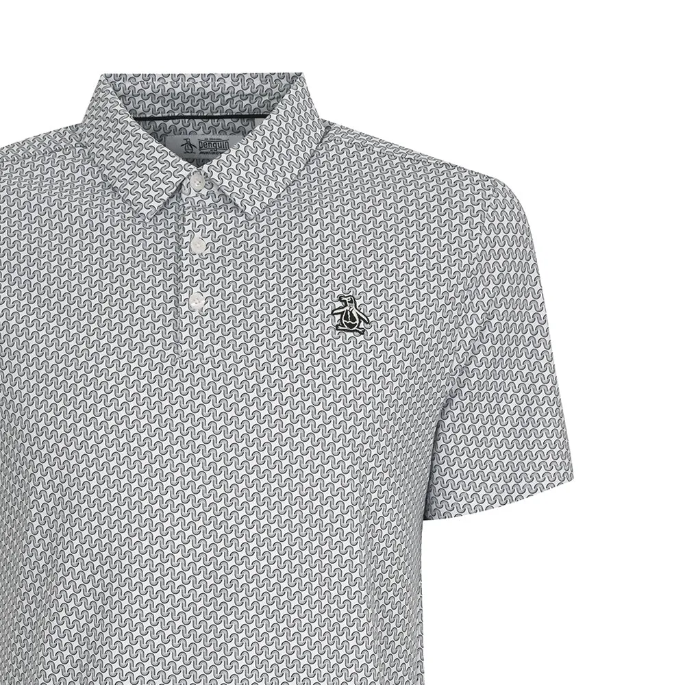Thanksgiving Day Sale Original Penguin All Over Heritage Geo Print Polo Shirt - Quarry