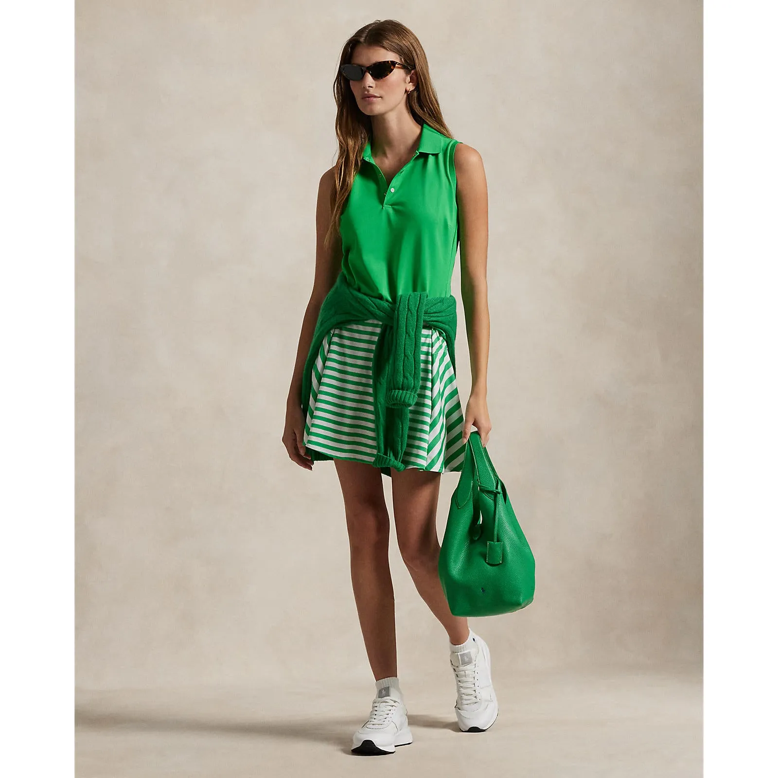 Rlx Ralph Lauren Women'S Sleeveless Tour Performance Polo Shirt - Tiller Green Lead with Style President's Day Sale