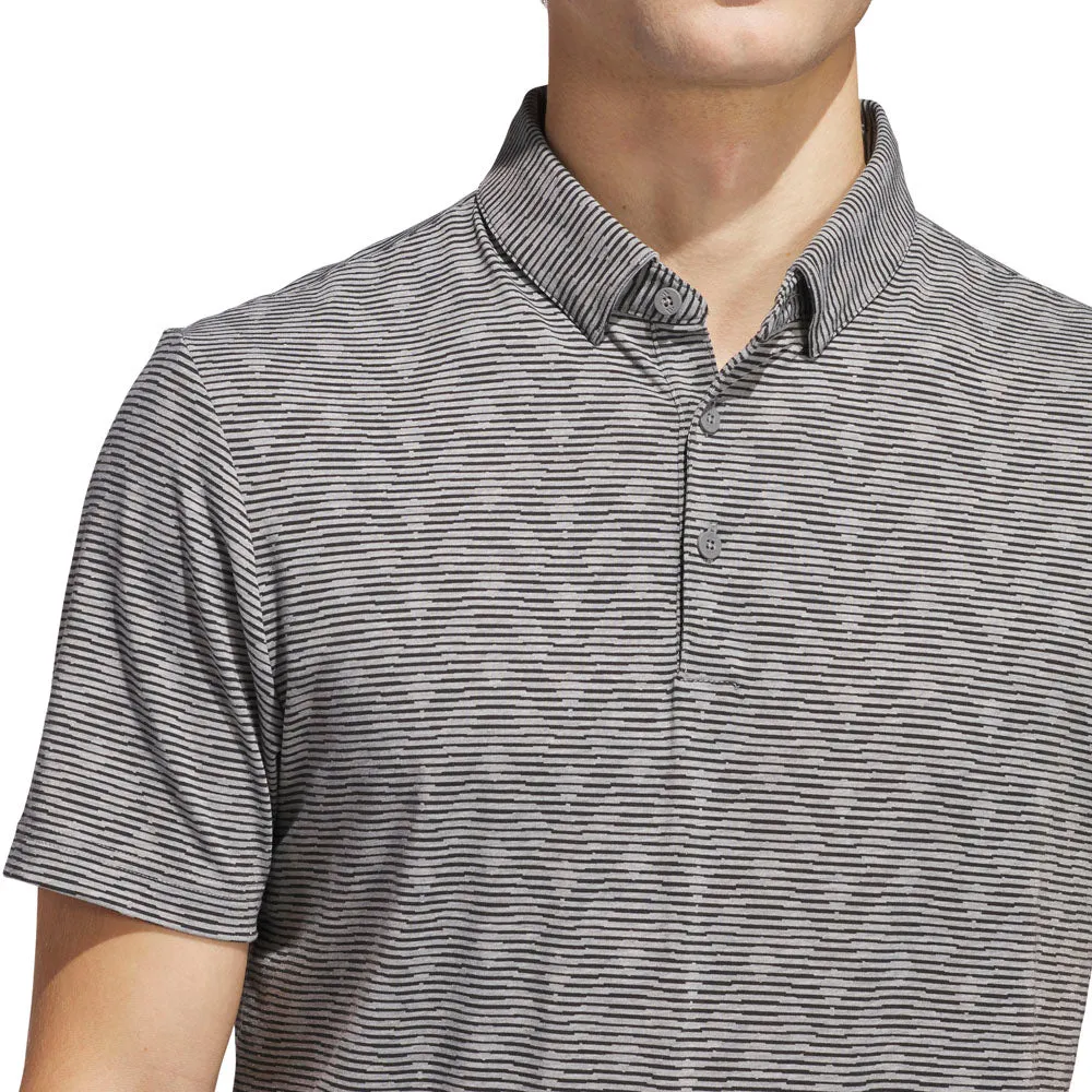 Autumn Sale Break Boundaries Adidas Go-To Printed Stripe Polo Shirt - Grey Three Mel/Black