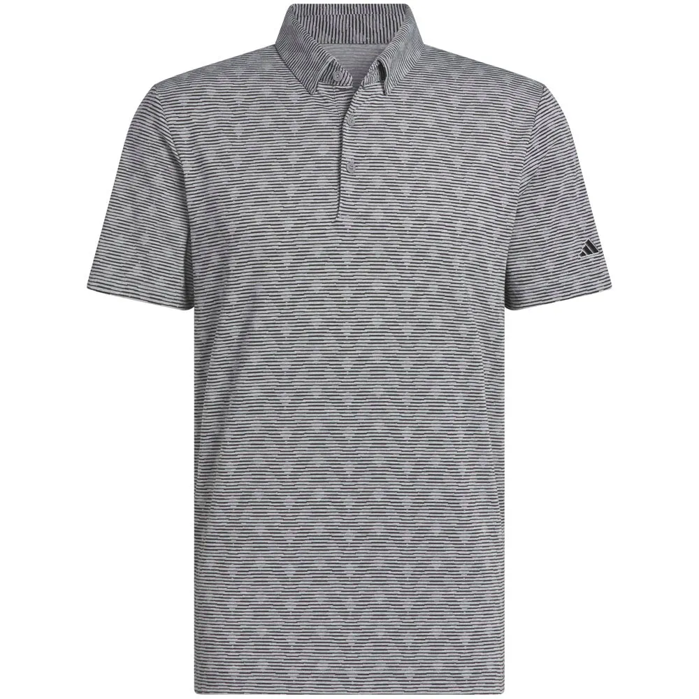 Father's Day Sale Adidas Go-To Printed Stripe Polo Shirt - Grey Three Mel/Black