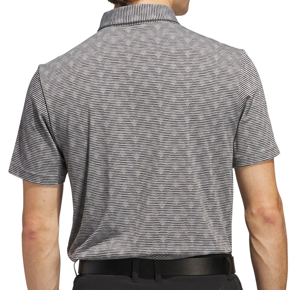 Adidas Go-To Printed Stripe Polo Shirt - Grey Three Mel/Black The Fast Lane Choice