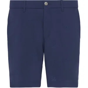 Step Out Boldly Original Penguin All-Over Pete Embroidery Shorts - Black Iris