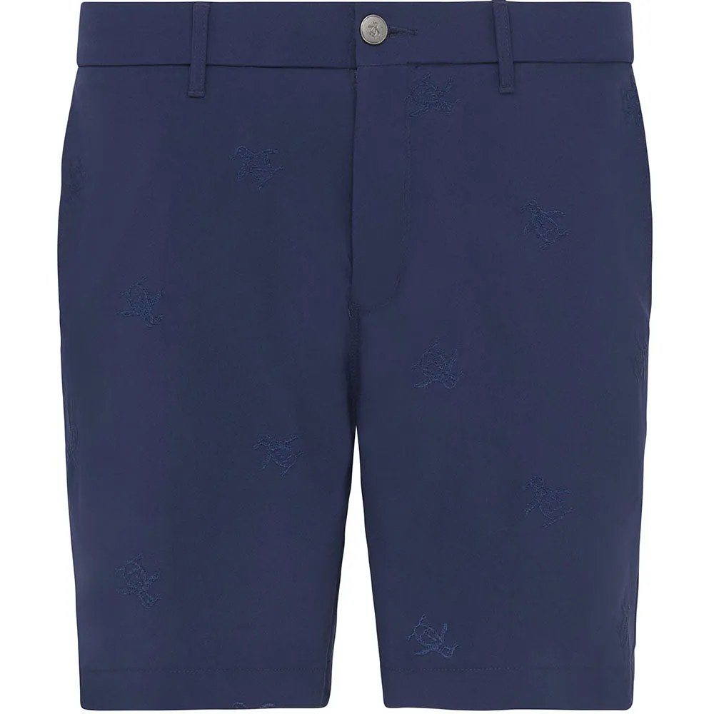 Step Out Boldly Original Penguin All-Over Pete Embroidery Shorts - Black Iris