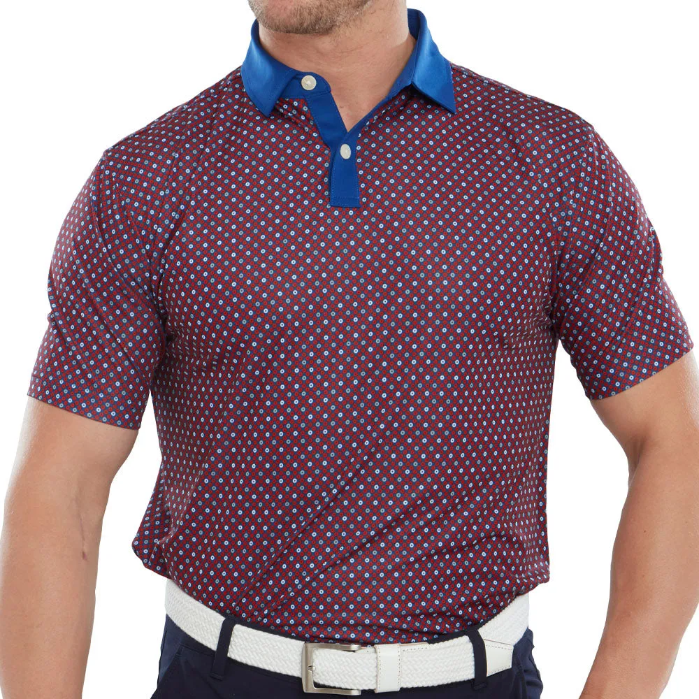 Born to Stand Out Thanksgiving Day Sale Footjoy Circle Print Polo Shirt - Twilight/Racing Red/Iron/White