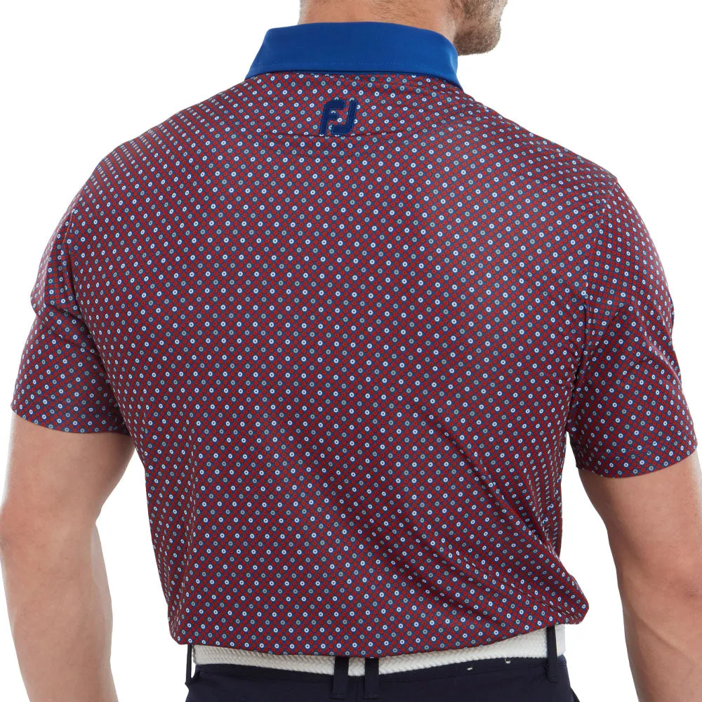 Footjoy Circle Print Polo Shirt - Twilight/Racing Red/Iron/White Memorial Day Sale