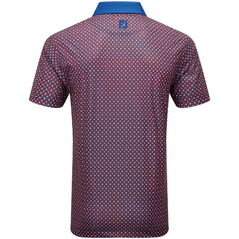 Footjoy Circle Print Polo Shirt - Twilight/Racing Red/Iron/White Confidence Starts Here