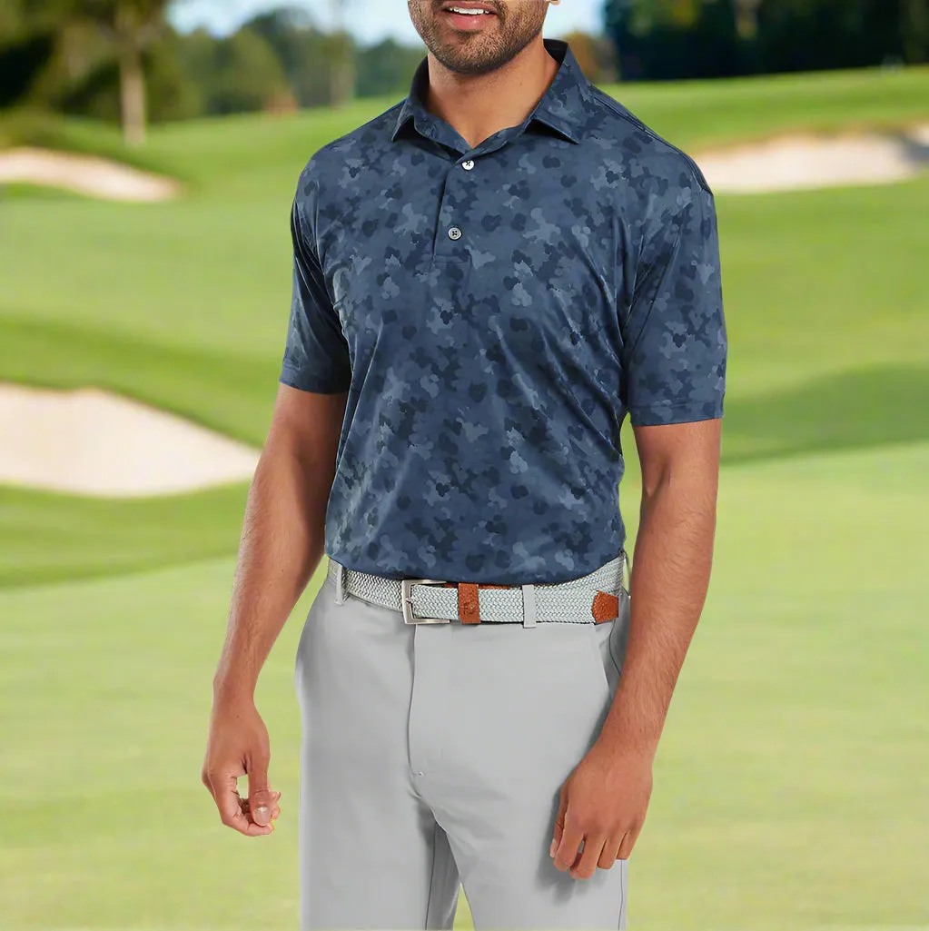 Footjoy Pop Camo Lisle Polo Shirt - Dark Denim Walk with Purpose