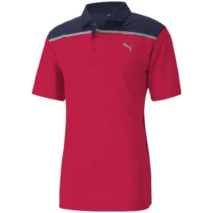 Christmas Day Sale Built for the Bold Puma Rotation Bonded Colourblock Polo Shirt - Persian Red/Navy Blazer
