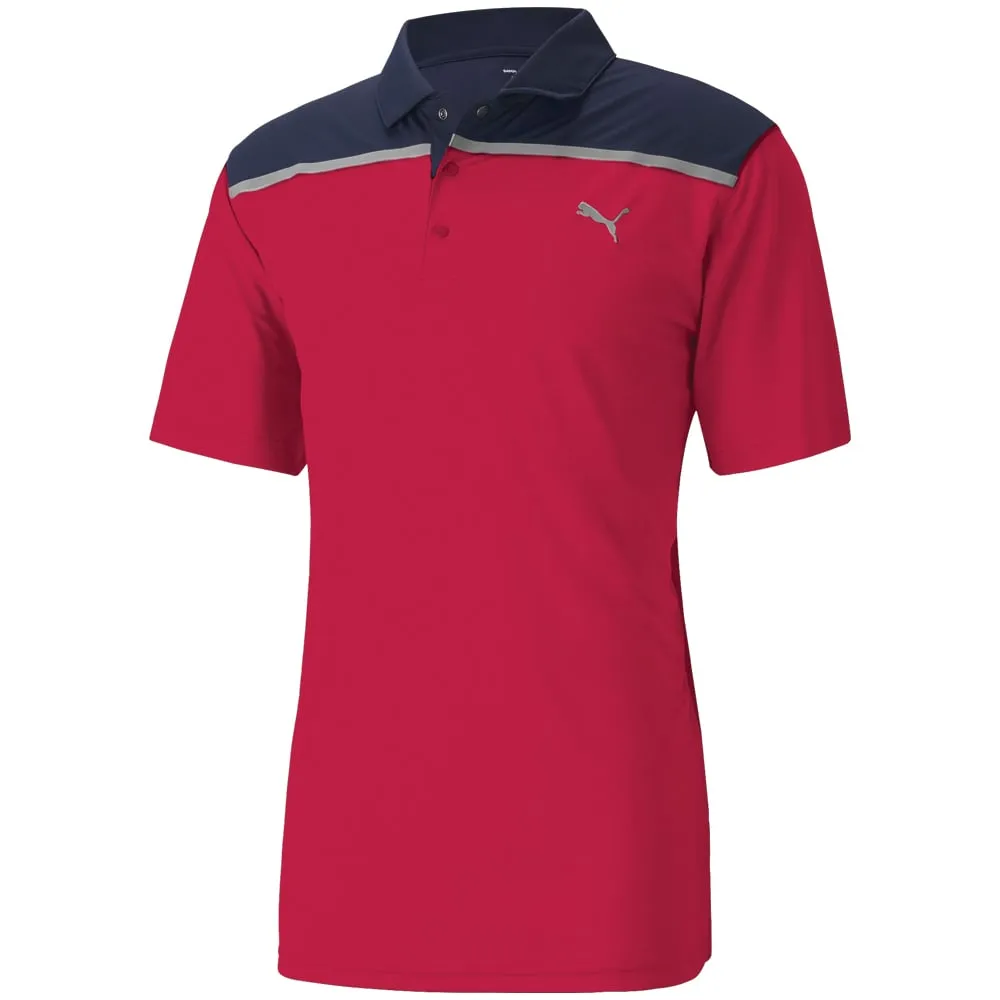 Christmas Day Sale Built for the Bold Puma Rotation Bonded Colourblock Polo Shirt - Persian Red/Navy Blazer