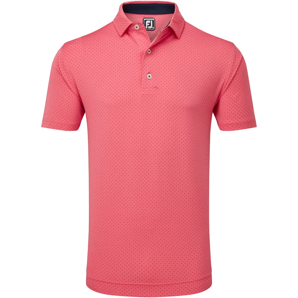 Steal Economical Footjoy Stretch Lisle Dot Print Polo Shirt - Coral Red/Navy