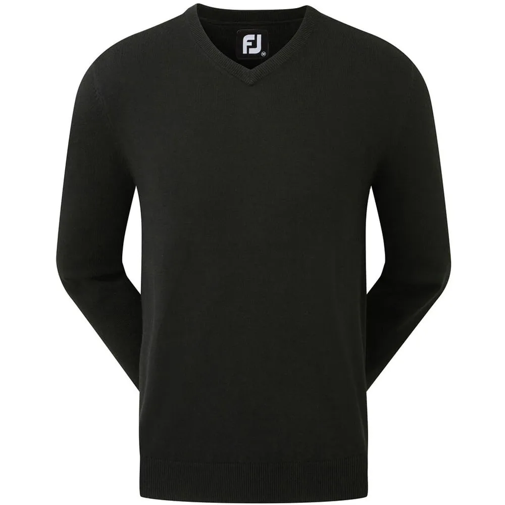 Step into the Beat Footjoy Wool Blend V-Neck Pullover - Black