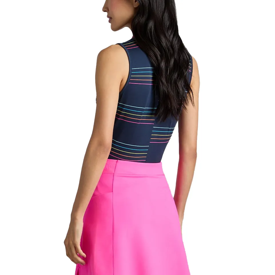 G/Fore Women'S Split Stripe Tech Pique Sleeveless Golf Polo Shirt - Twilight Exclusive Deal Black Friday Exclusive