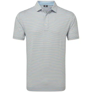 Black Friday Offer Own Every Step Footjoy Balance Stripe Lisle Polo Shirt - Blue Jay